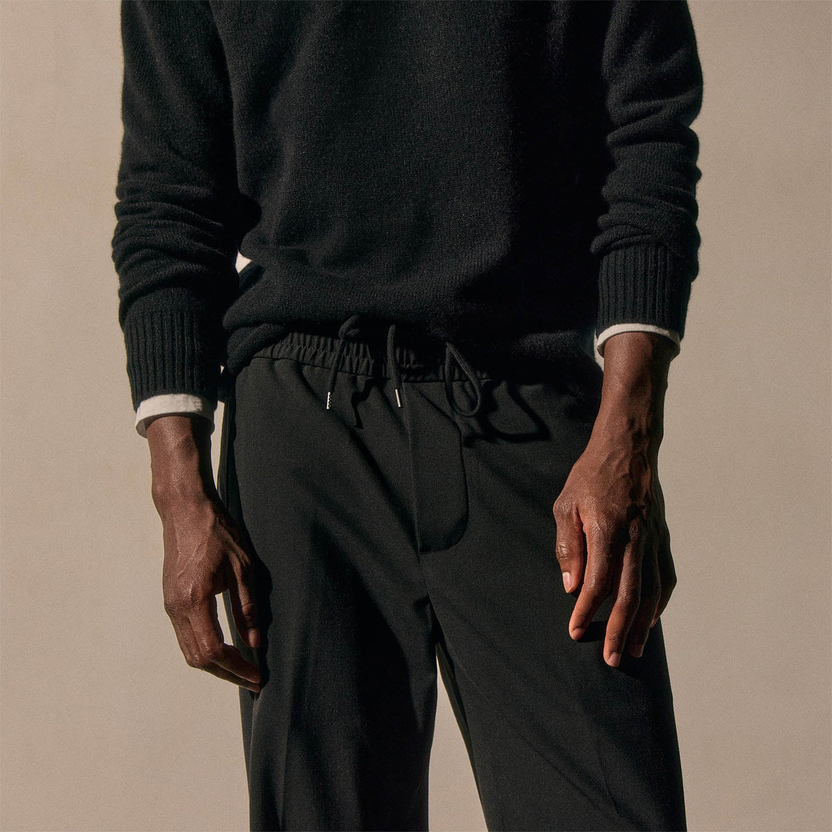 Wool Stretch Trouser in Black | James Perse Los Angeles