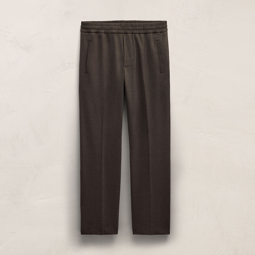 Wool Stretch Pull On Trouser - Dusty Brown