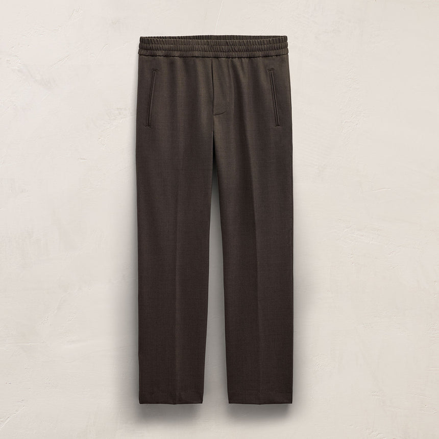 Wool Stretch Pull On Trouser - Dusty Brown
