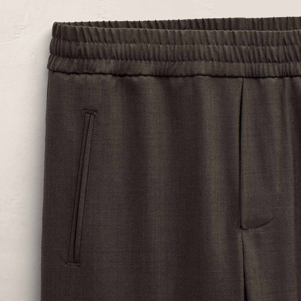 Wool Stretch Pull On Trouser - Dusty Brown