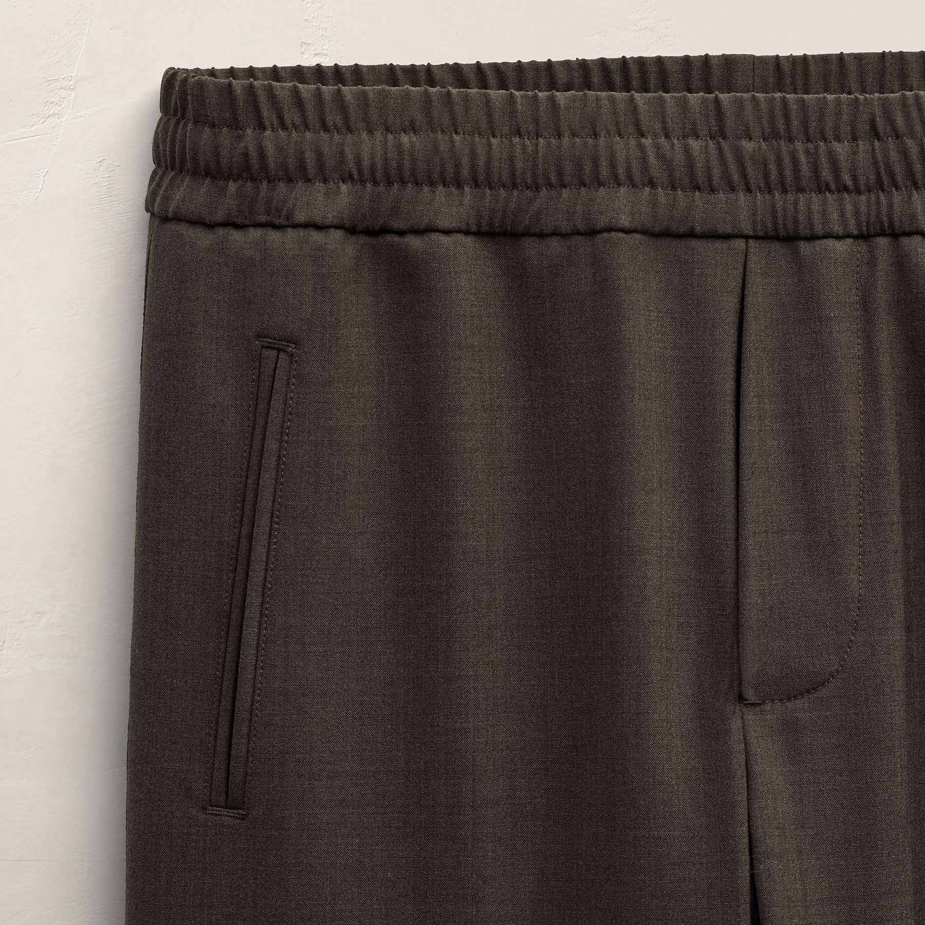 Wool Stretch Pull On Trouser - Dusty Brown