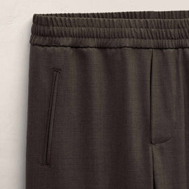 Wool Stretch Pull On Trouser - Dusty Brown