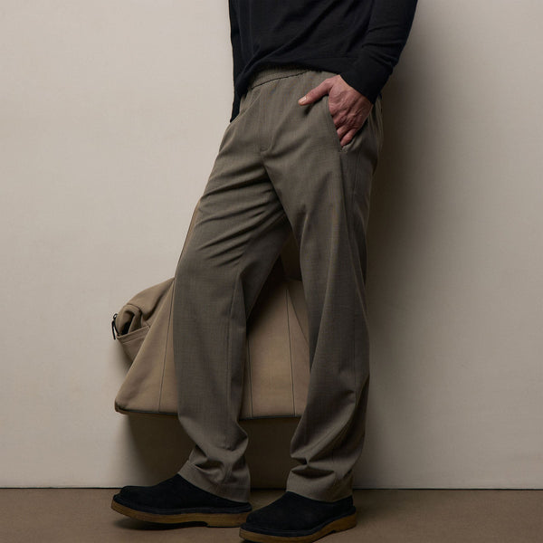 Wool Stretch Pull On Trouser in Light Olive | James Perse Los Angeles