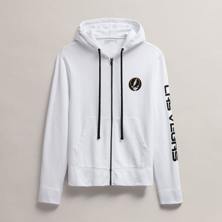 Men's Fleece Full Zip Grateful Dead in White/Cadmium | James Perse Los Angeles