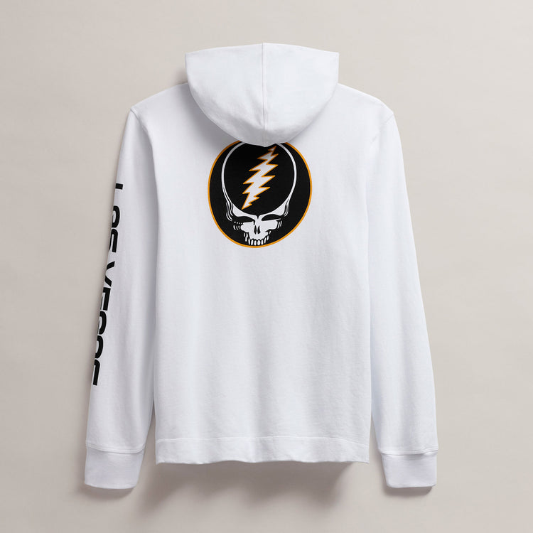 Men's Grateful Dead Pullover Hoodie in White/Cadmium | James Perse Los Angeles