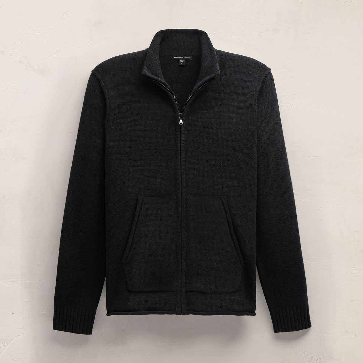 Recycled Cashmere Full Zip Sweater in Black | James Perse Los Angeles
