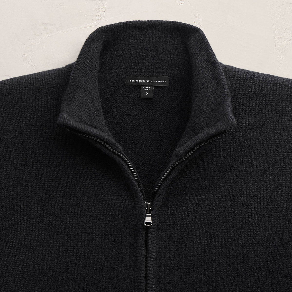 Recycled Cashmere Full Zip Sweater in Black | James Perse Los Angeles