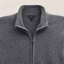 Recycled Cashmere Full Zip Sweater in Flannel | James Perse Los Angeles FLAT