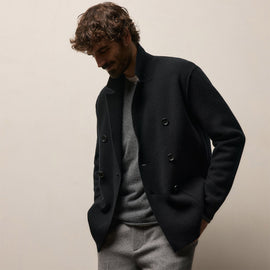 Double Breasted Cashmere Blazer in Black | James Perse Los Angeles