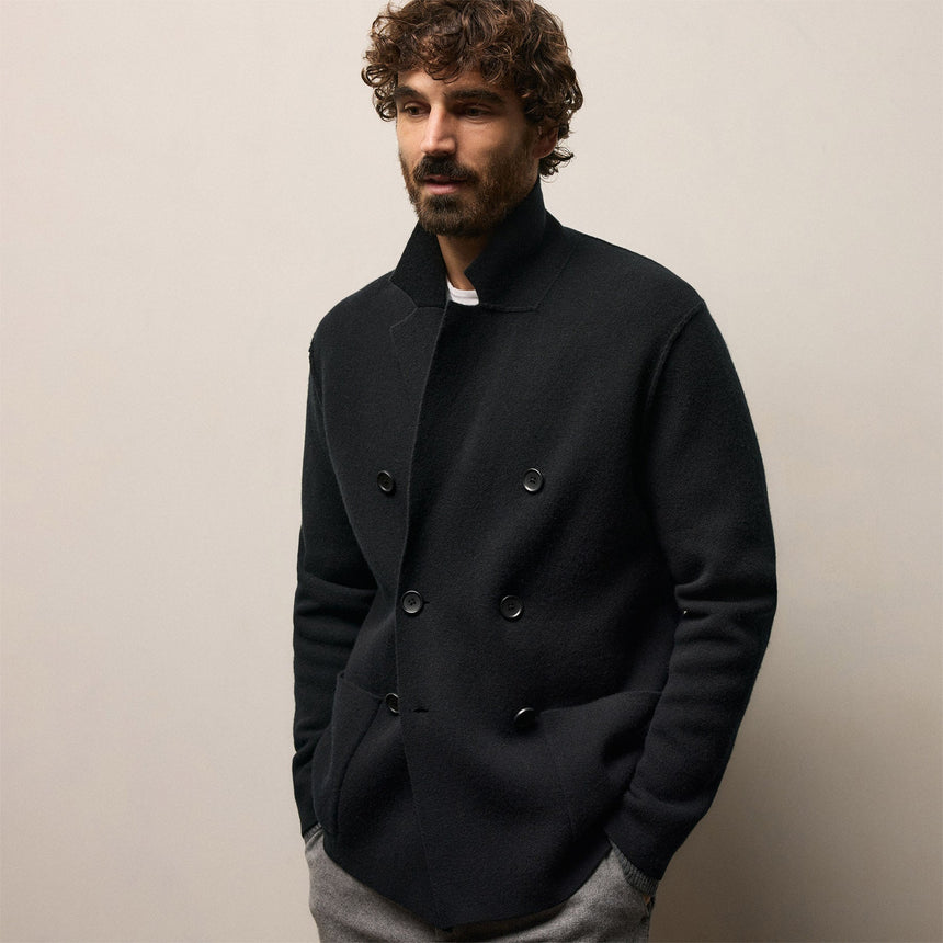 Double Breasted Cashmere Blazer in Black | James Perse Los Angeles