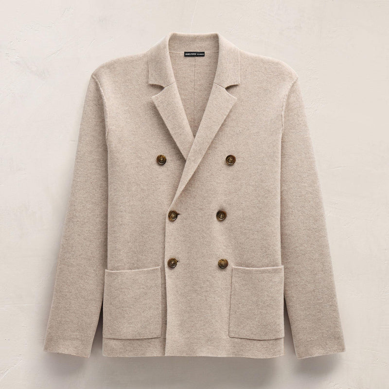 Double Breasted Cashmere Blazer in Stone | James Perse Los Angeles FLAT