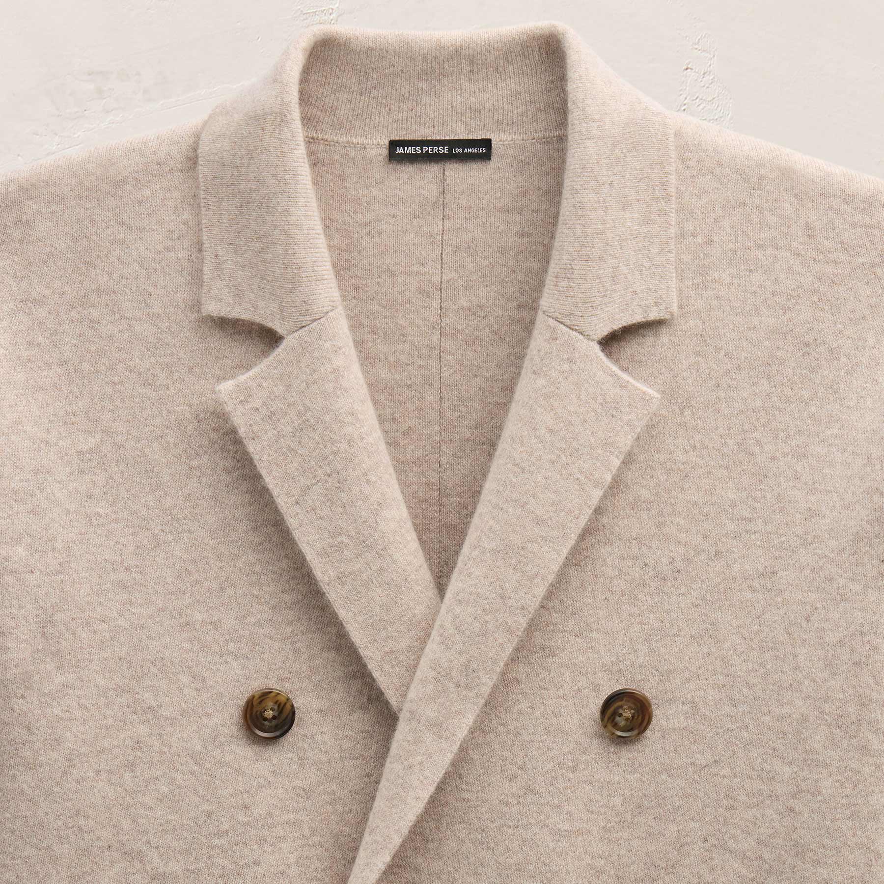 Double Breasted Cashmere Blazer In Stone | James Perse Los Angeles
