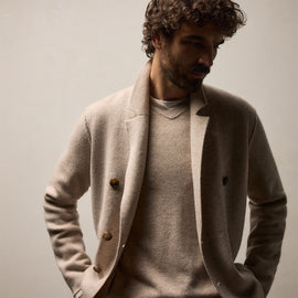 Double Breasted Cashmere Blazer in Stone | James Perse Los Angeles