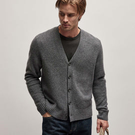 Recycled Cashmere Cardigan in Flannel | James Perse Los Angeles
