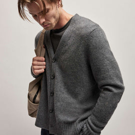 Recycled Cashmere Cardigan in Flannel | James Perse Los Angeles