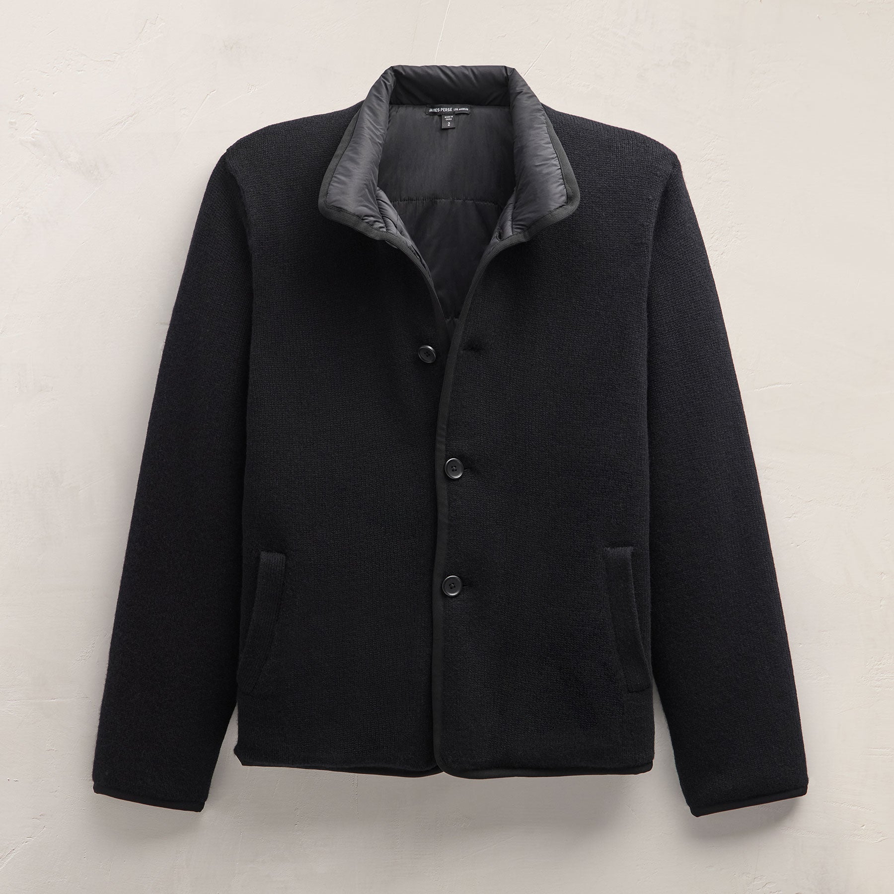 Recycled Cashmere Carcoat in Black/Black | James Perse Los Angeles FLAT