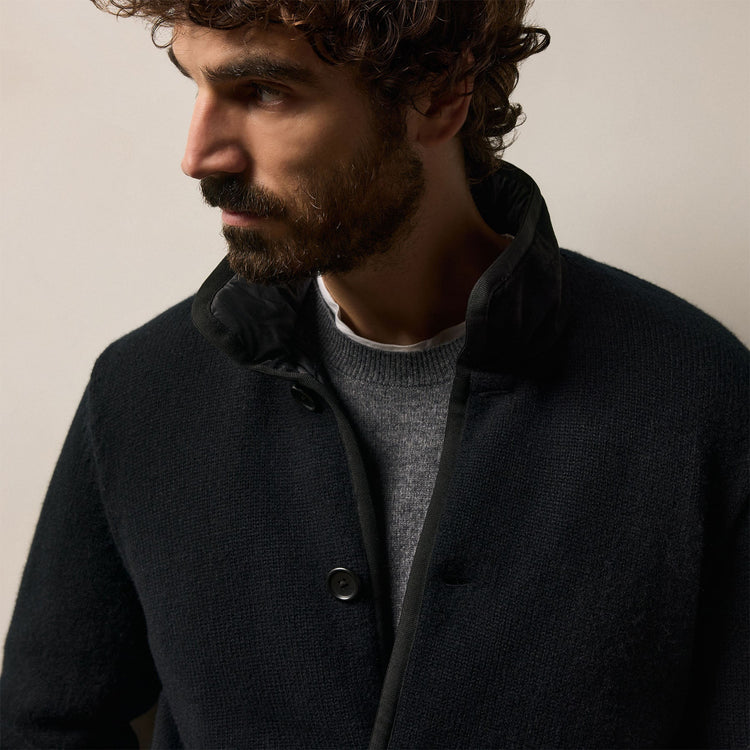 Recycled Cashmere Car Coat in Black/Black | James Perse Los Angeles