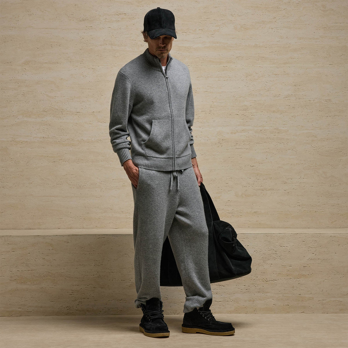 Cashmere Track Jacket in Heather Grey | James Perse Los Angeles