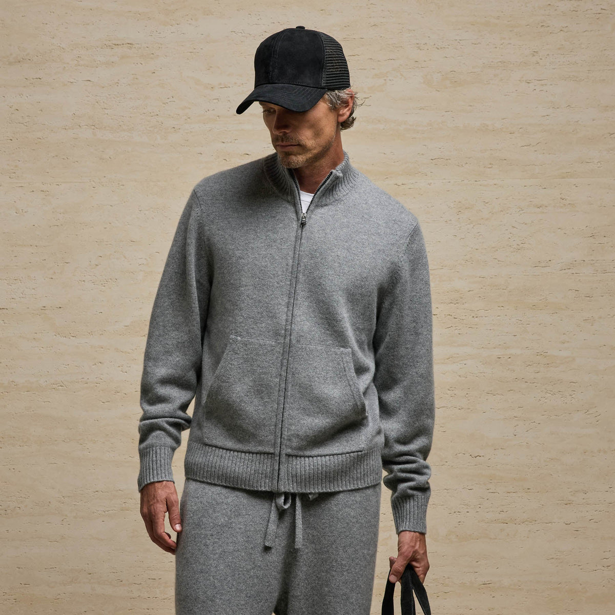 Cashmere Track Jacket in Heather Grey | James Perse Los Angeles
