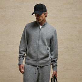 Cashmere Track Jacket in Heather Grey | James Perse Los Angeles