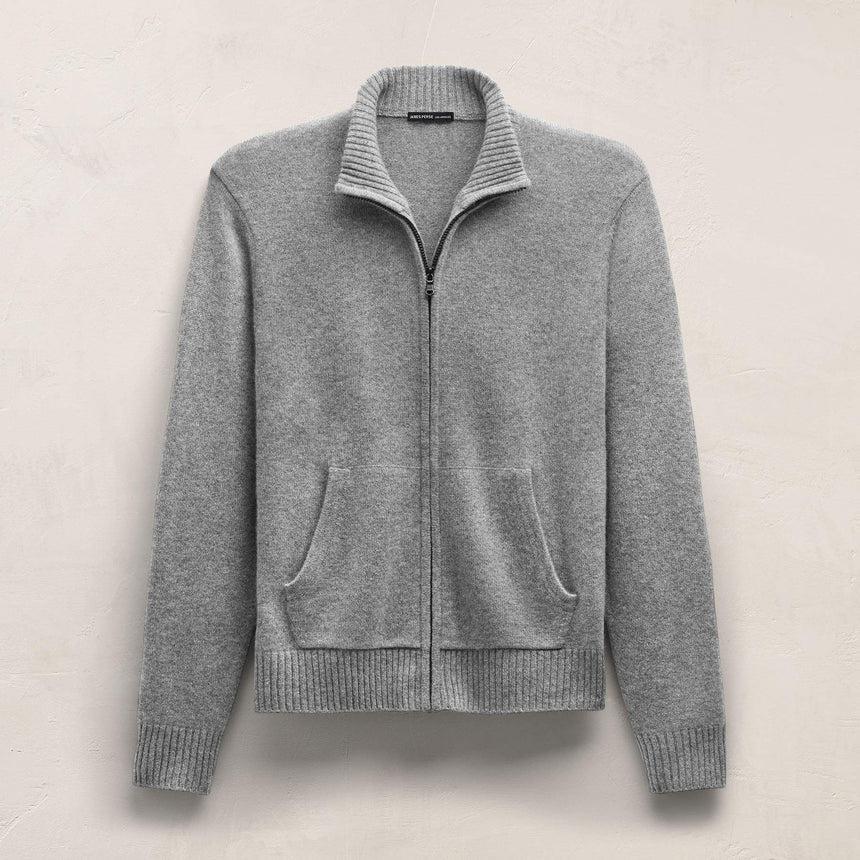 Cashmere Track Jacket in Heather Grey | James Perse Los Angeles