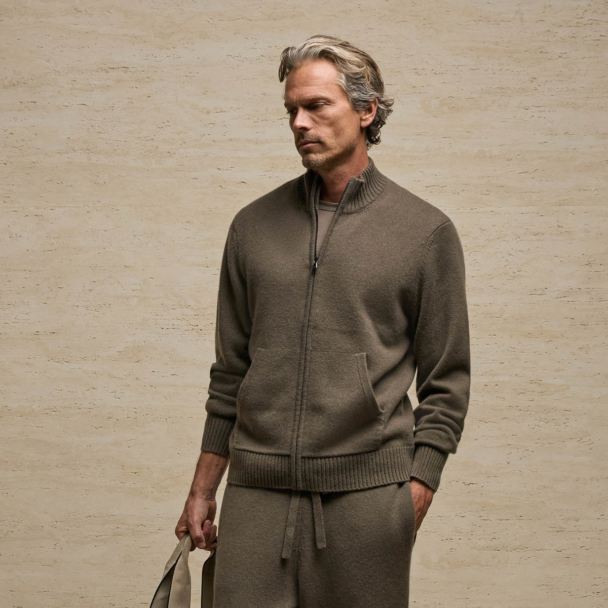 Cashmere Track Jacket in Stag | James Perse Los Angeles