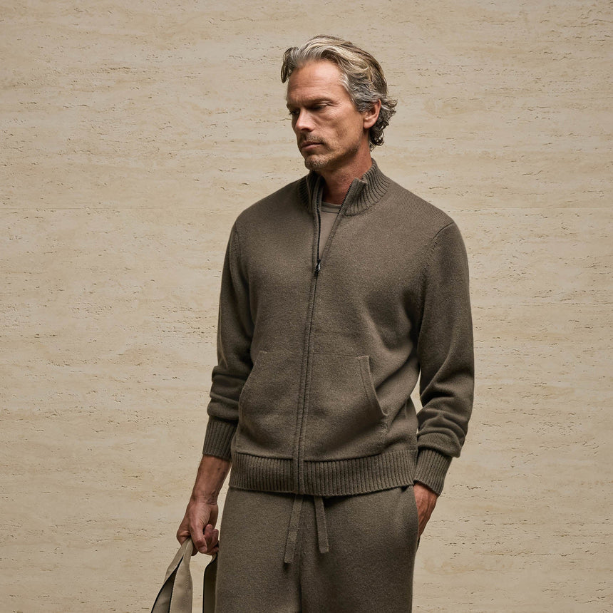 Cashmere Track Jacket in Stag | James Perse Los Angeles