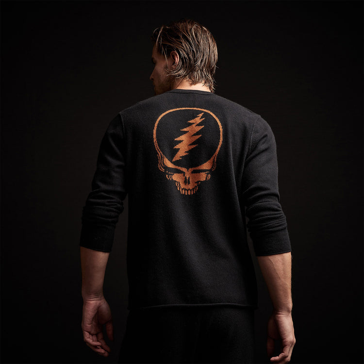 Men's Grateful Dead Cashmere Sweater & Trucker Hat Set in Black/Burnt Orange | James Perse Los Angeles