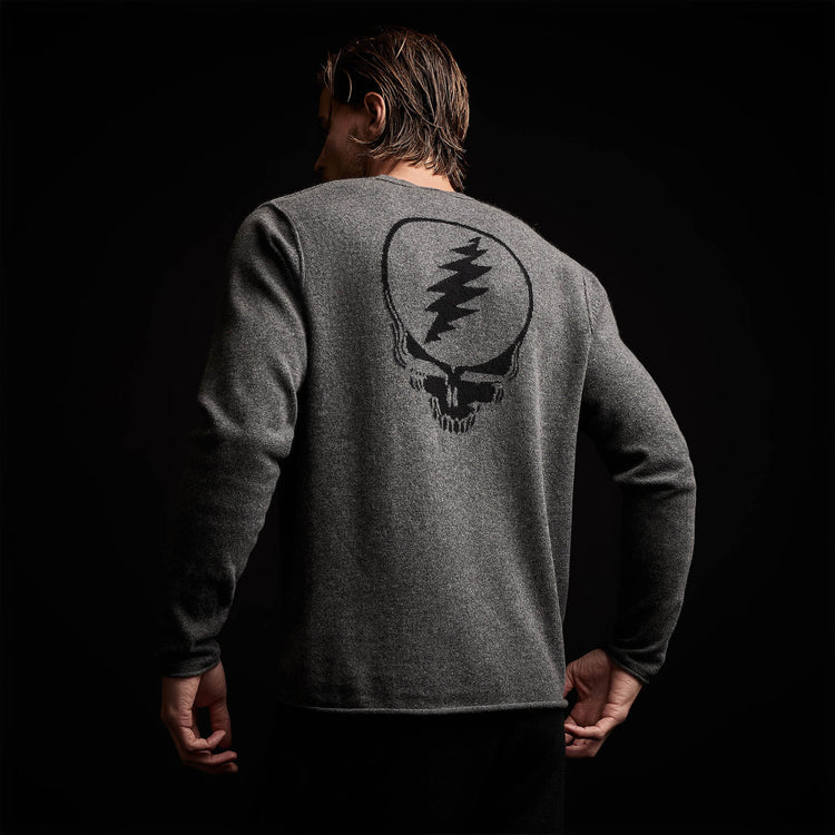 Men's Grateful Dead Cashmere Sweater & Trucker Hat Set in Flannel/Black | James Perse Los Angeles