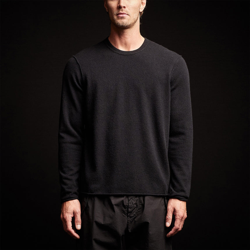 Recycled Cashmere Crew Neck Sweater in Black | James Perse Los Angeles