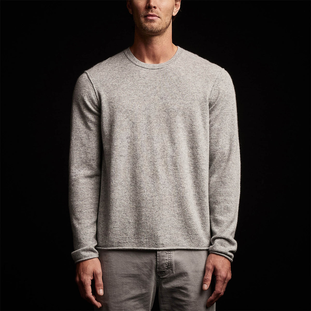 Recycled Cashmere Crew Neck Sweater in Light Heather Grey | James Perse Los Angeles