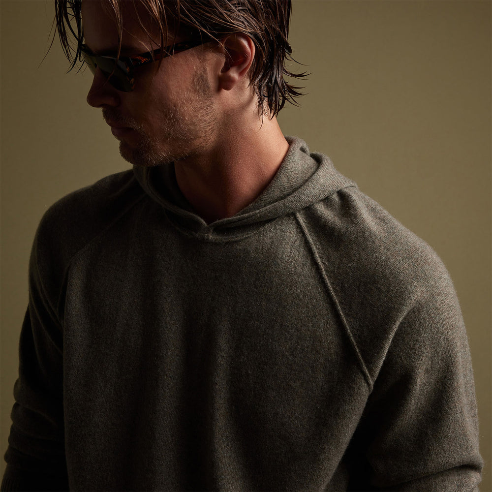Recycled Cashmere Hooded Sweater in Ammo | James Perse Los Angeles