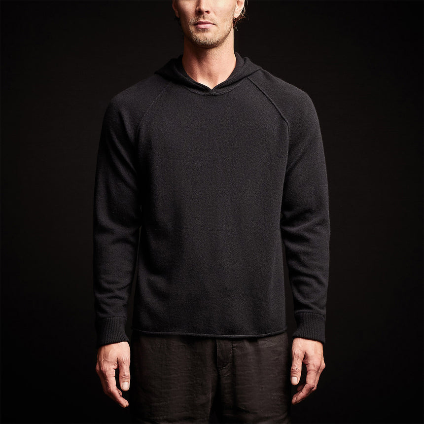 Recycled Cashmere Hooded Sweater in Black | James Perse Los Angeles