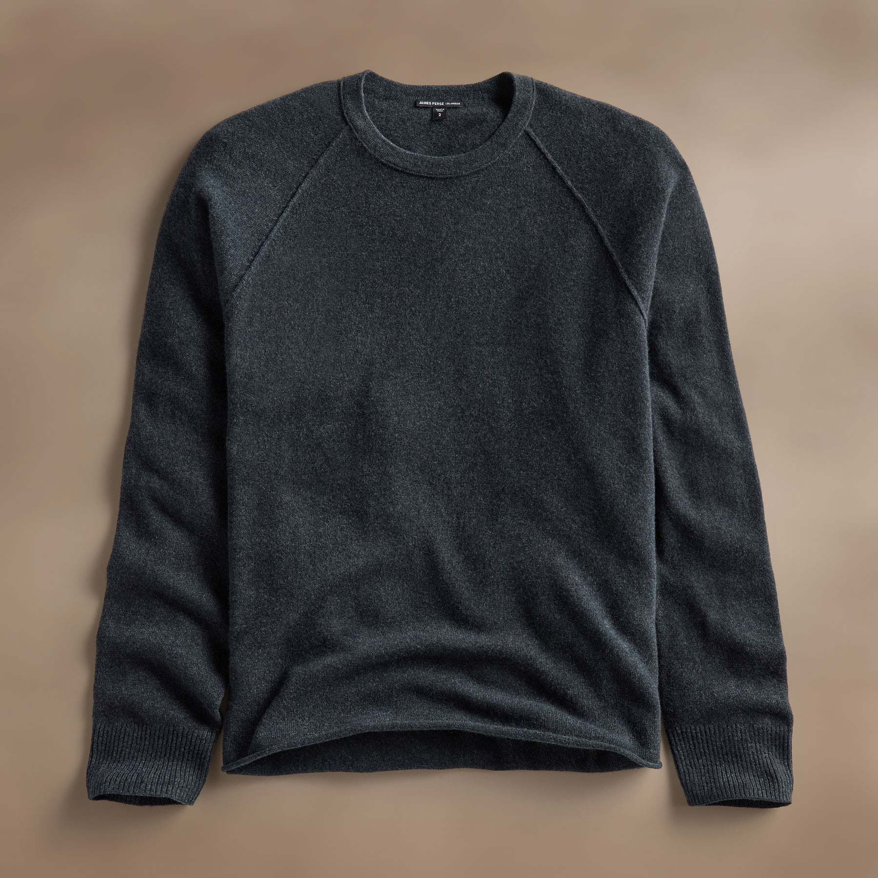 Palm Tree Cashmere Raglan - Coal/Off White | James Perse Los Angeles