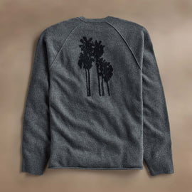 Rcld Cashmere Palm Intarsia Raglan in Flannel/Black | James Perse Los Angeles