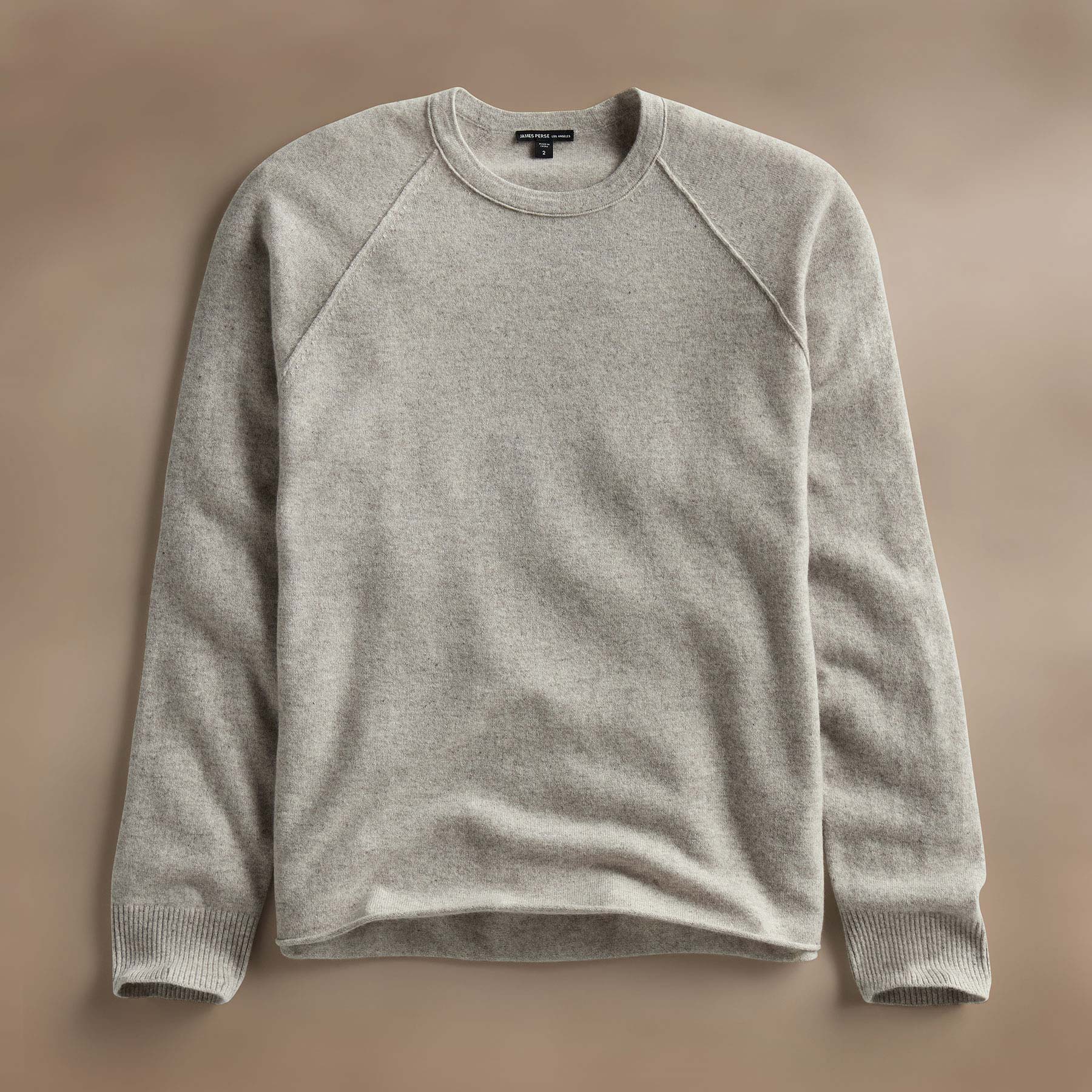 Rcld Cashmere Palm Intarsia Raglan in Stone/Black | James Perse Los Angeles