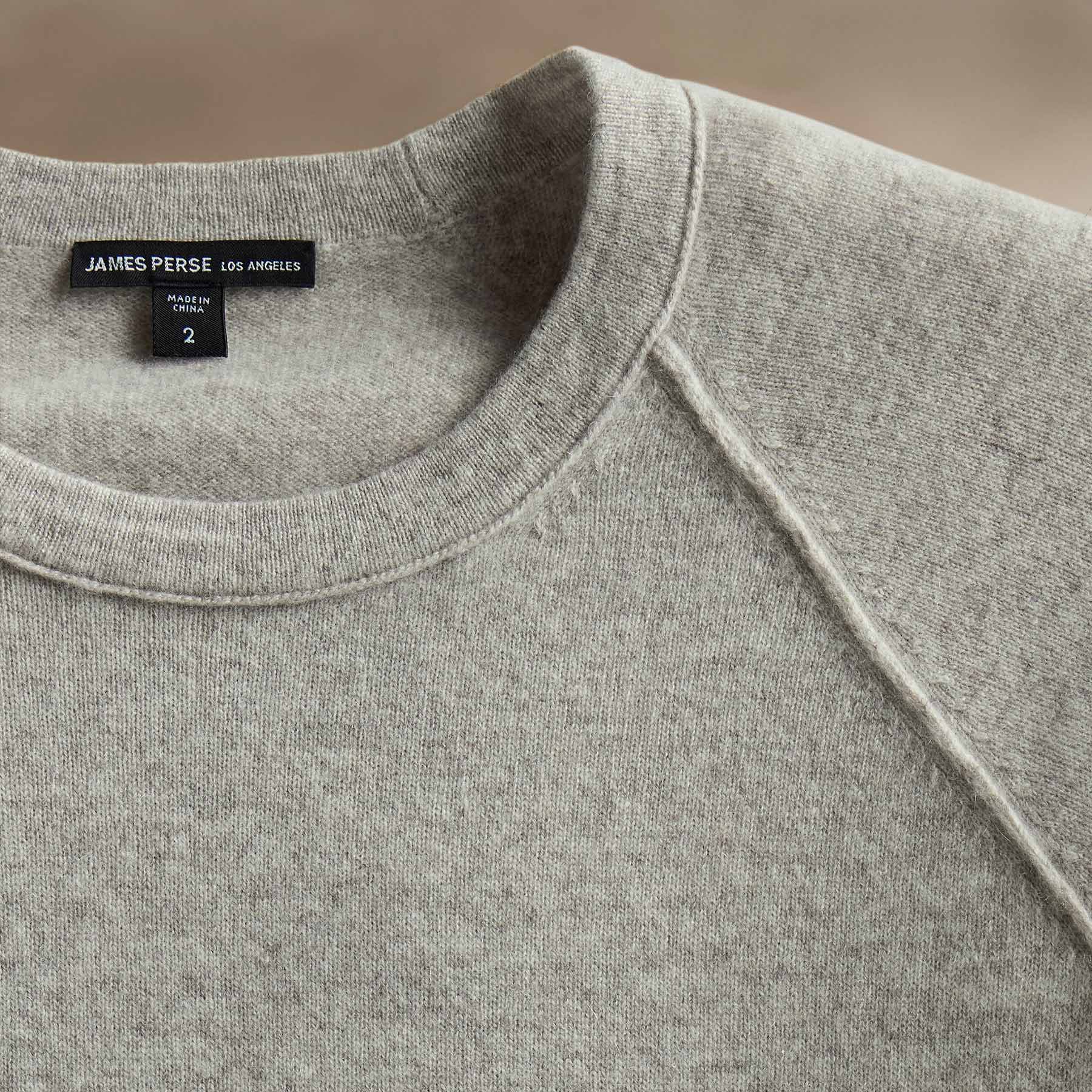 Palm Tree Cashmere Raglan - Stone/Black | James Perse Los Angeles