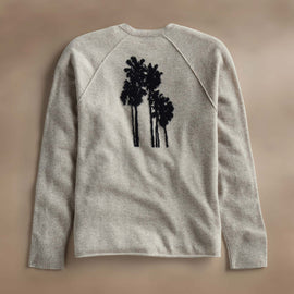 Rcld Cashmere Palm Intarsia Raglan in Stone/Black | James Perse Los Angeles