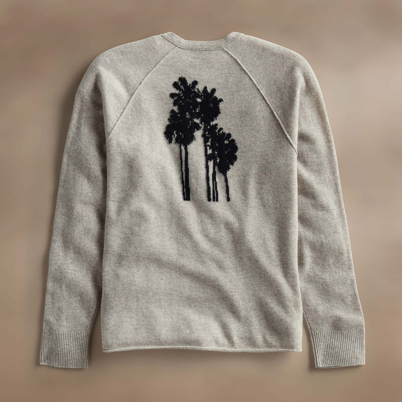 Rcld Cashmere Palm Intarsia Raglan in Stone/Black | James Perse Los Angeles
