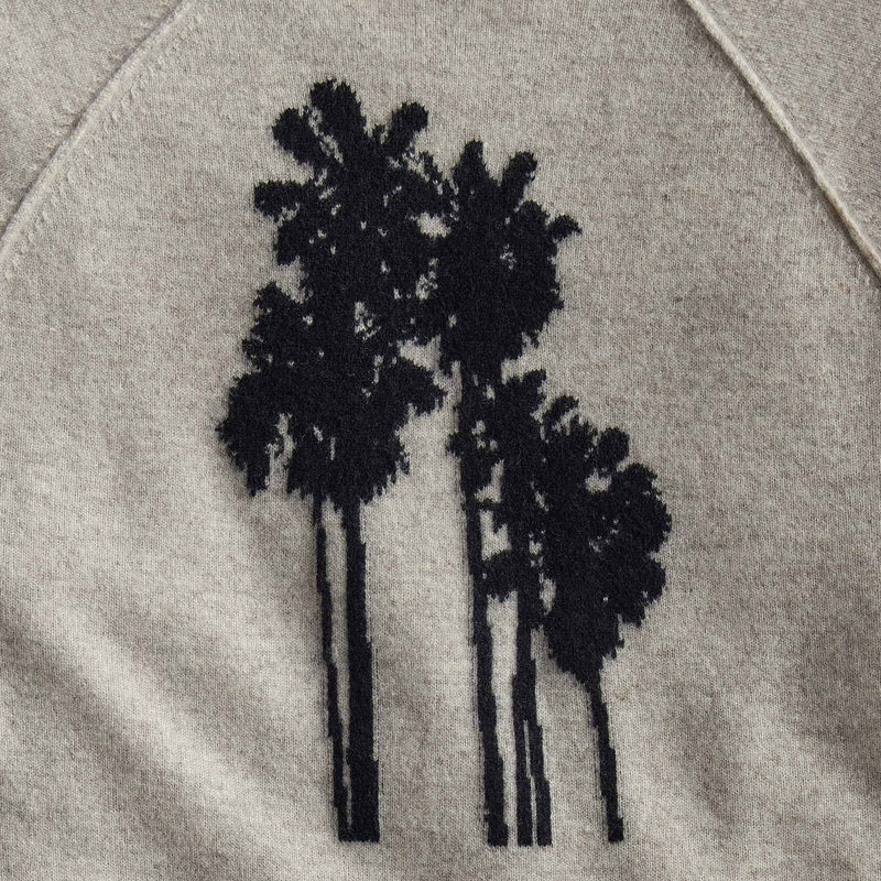 Rcld Cashmere Palm Intarsia Raglan in Stone/Black | James Perse Los Angeles