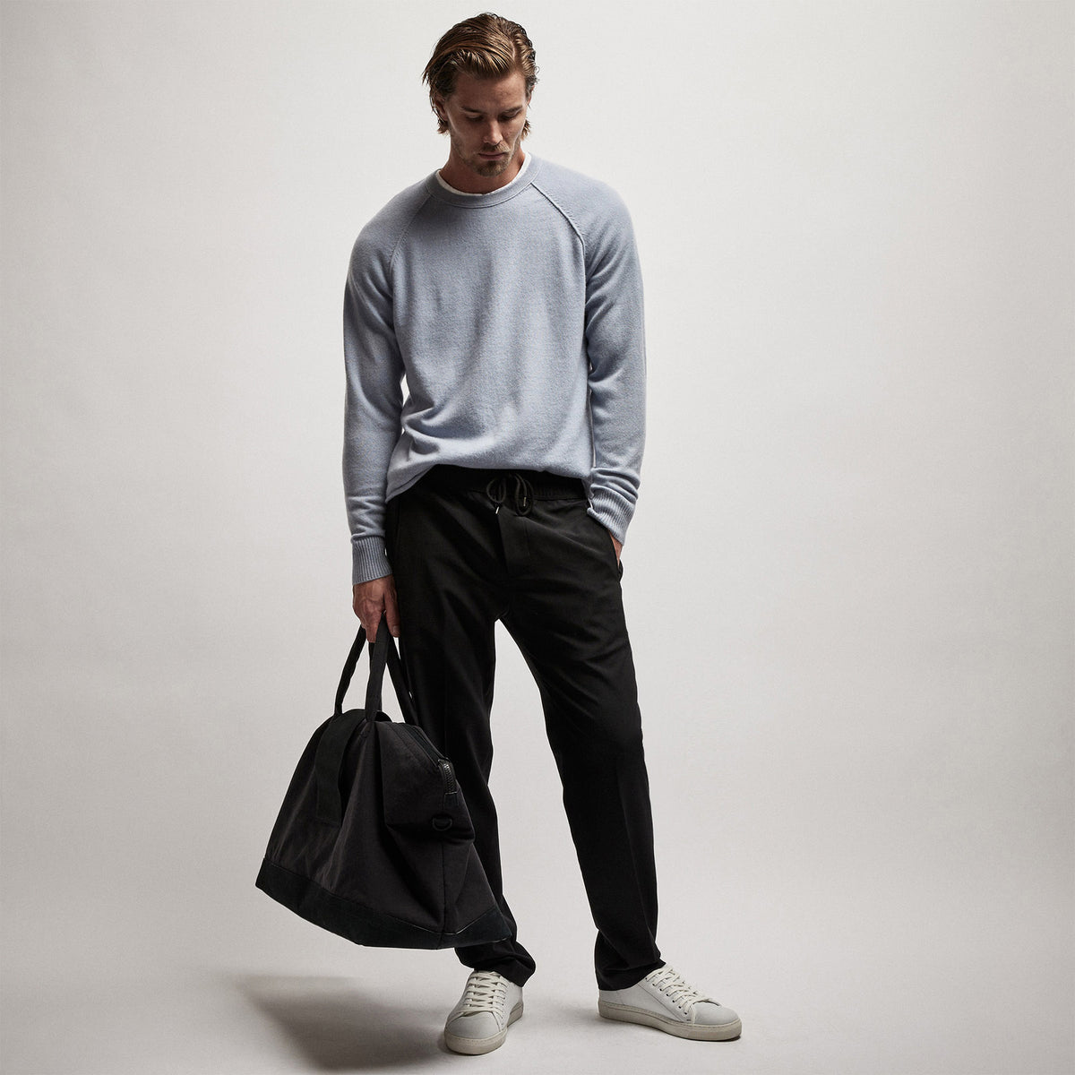 Recycled Cashmere Raglan in Breeze | James Perse Los Angeles