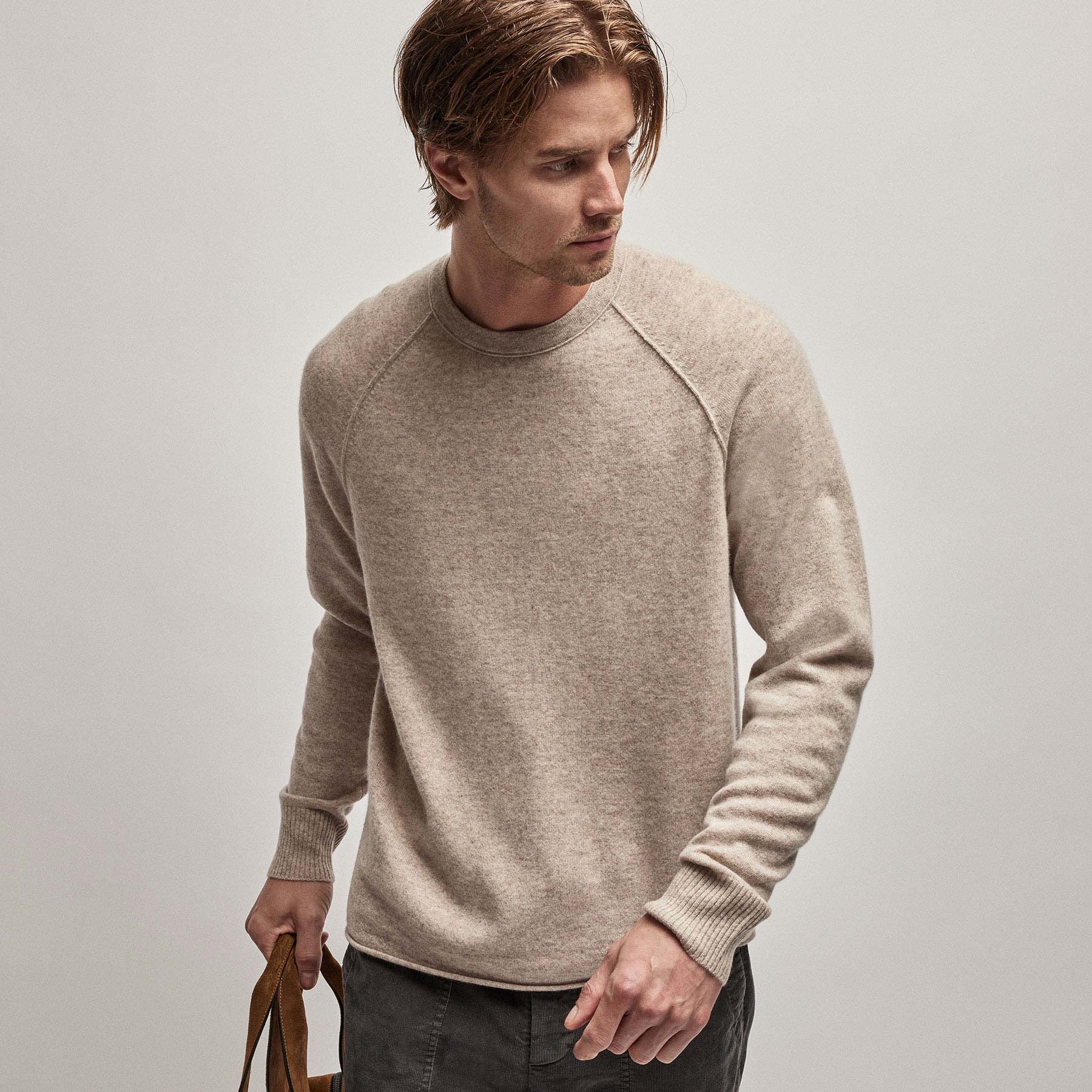Recycled Cashmere Raglan - Stone | James Perse Los Angeles
