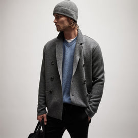 Cashmere V Neck Sweater in Denim | James Perse Los Angeles