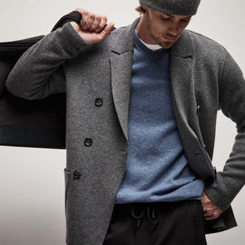 Cashmere V Neck Sweater in Denim | James Perse Los Angeles