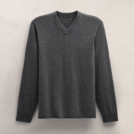 Cashmere V Neck Sweater in Flannel | James Perse Los Angeles FLAT
