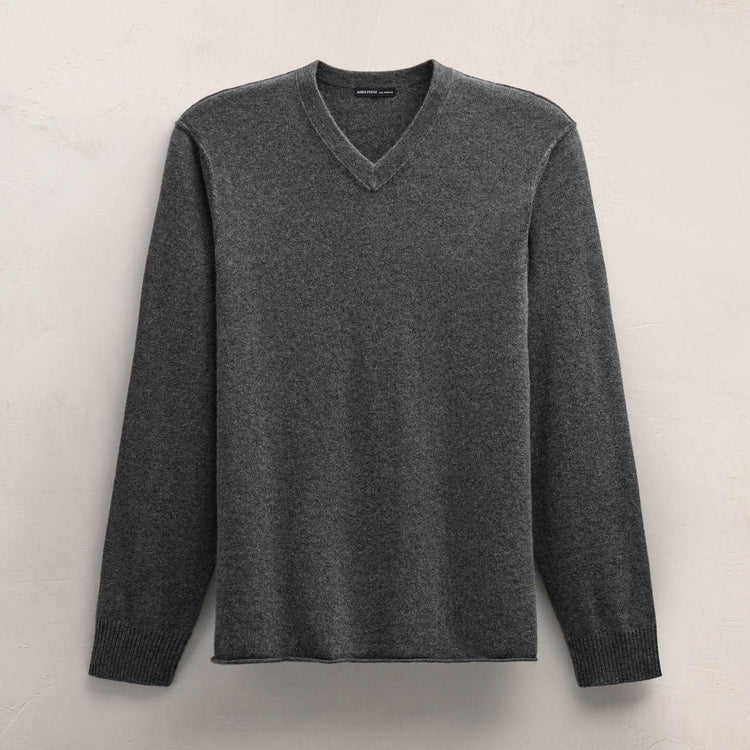 Cashmere V Neck Sweater in Flannel | James Perse Los Angeles