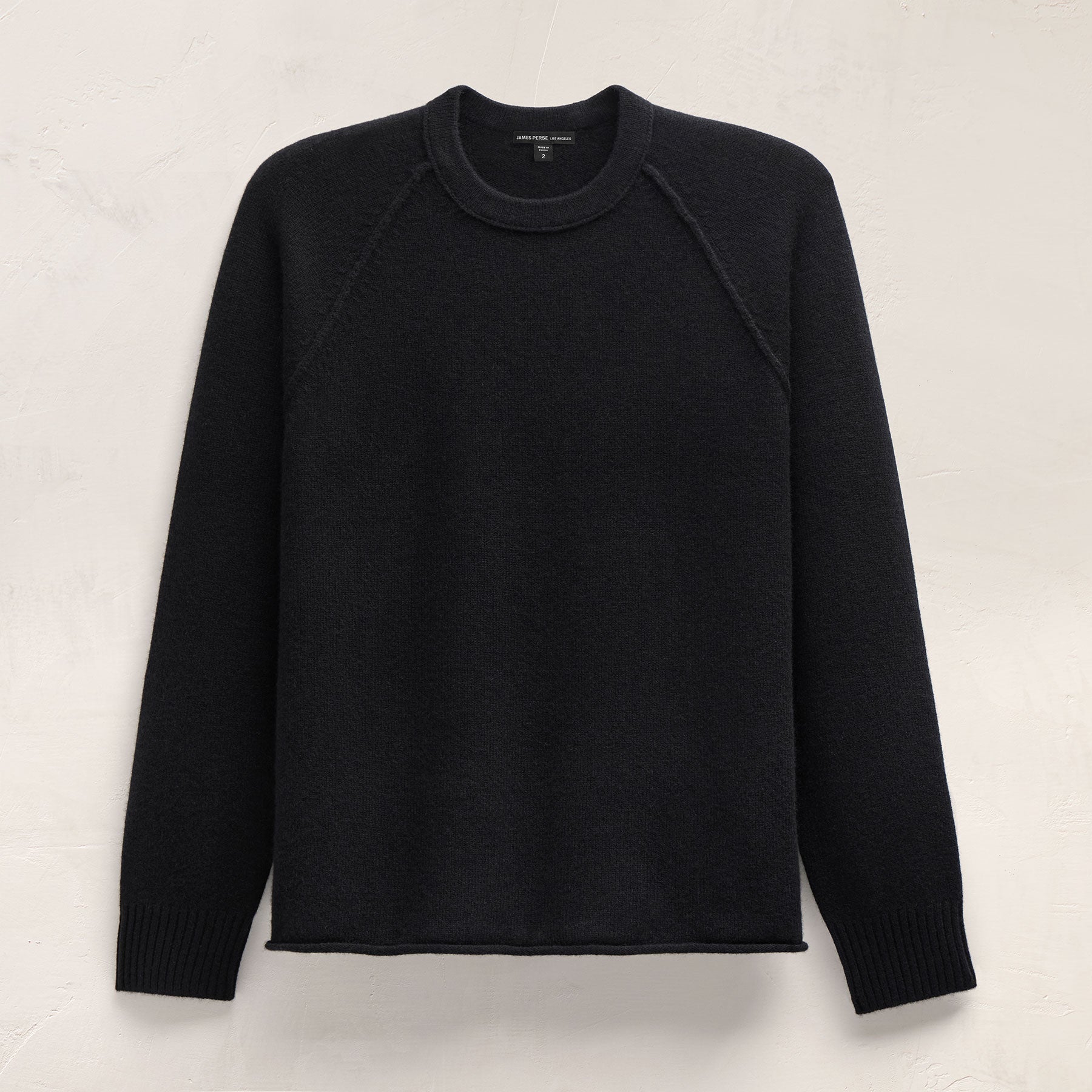 Recycled Cashmere Raglan Crew in Black | James Perse Los Angeles