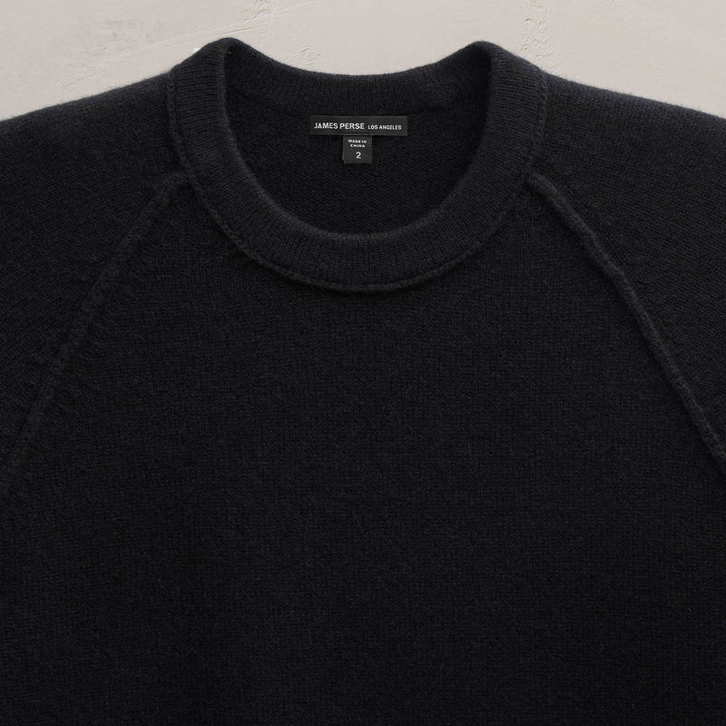 Recycled Cashmere Raglan Crew in Black | James Perse Los Angeles