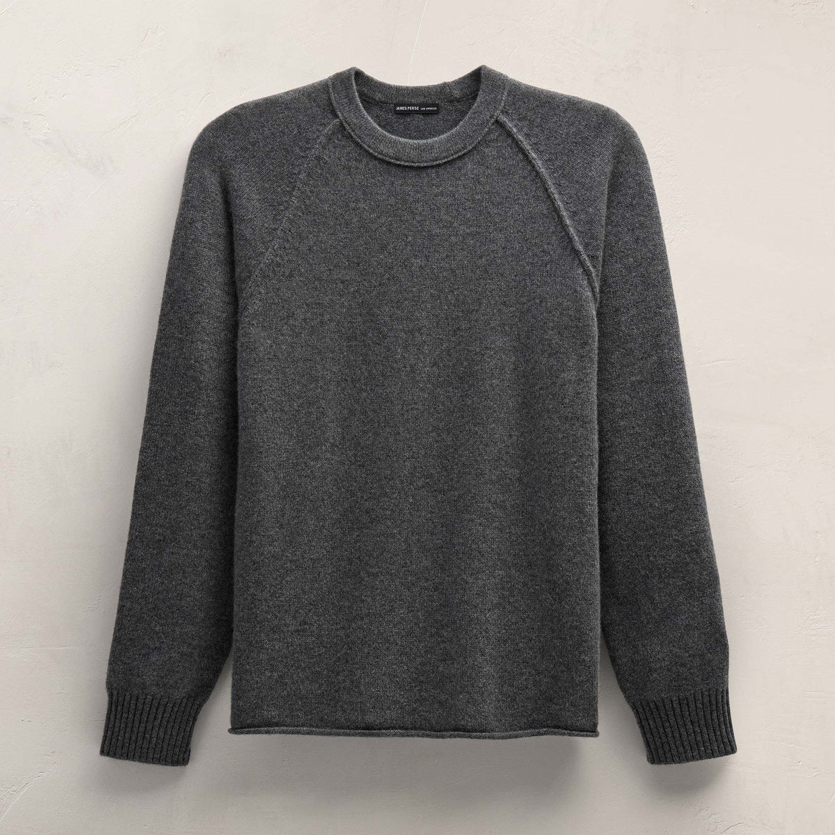 Recycled Cashmere Raglan Crew in Flannel | James Perse Los Angeles FLAT