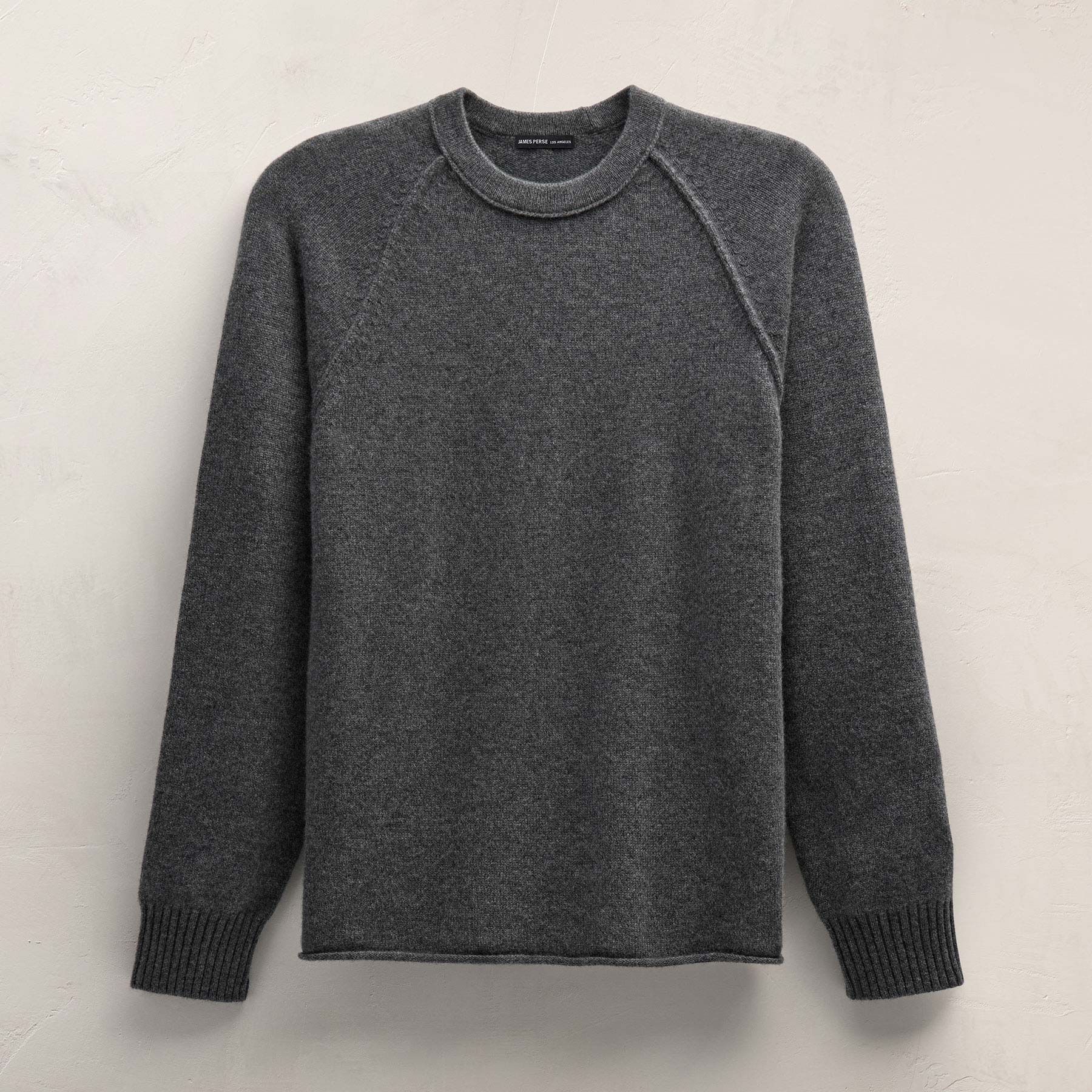 Recycled Cashmere Raglan Crew in Flannel | James Perse Los Angeles FLAT